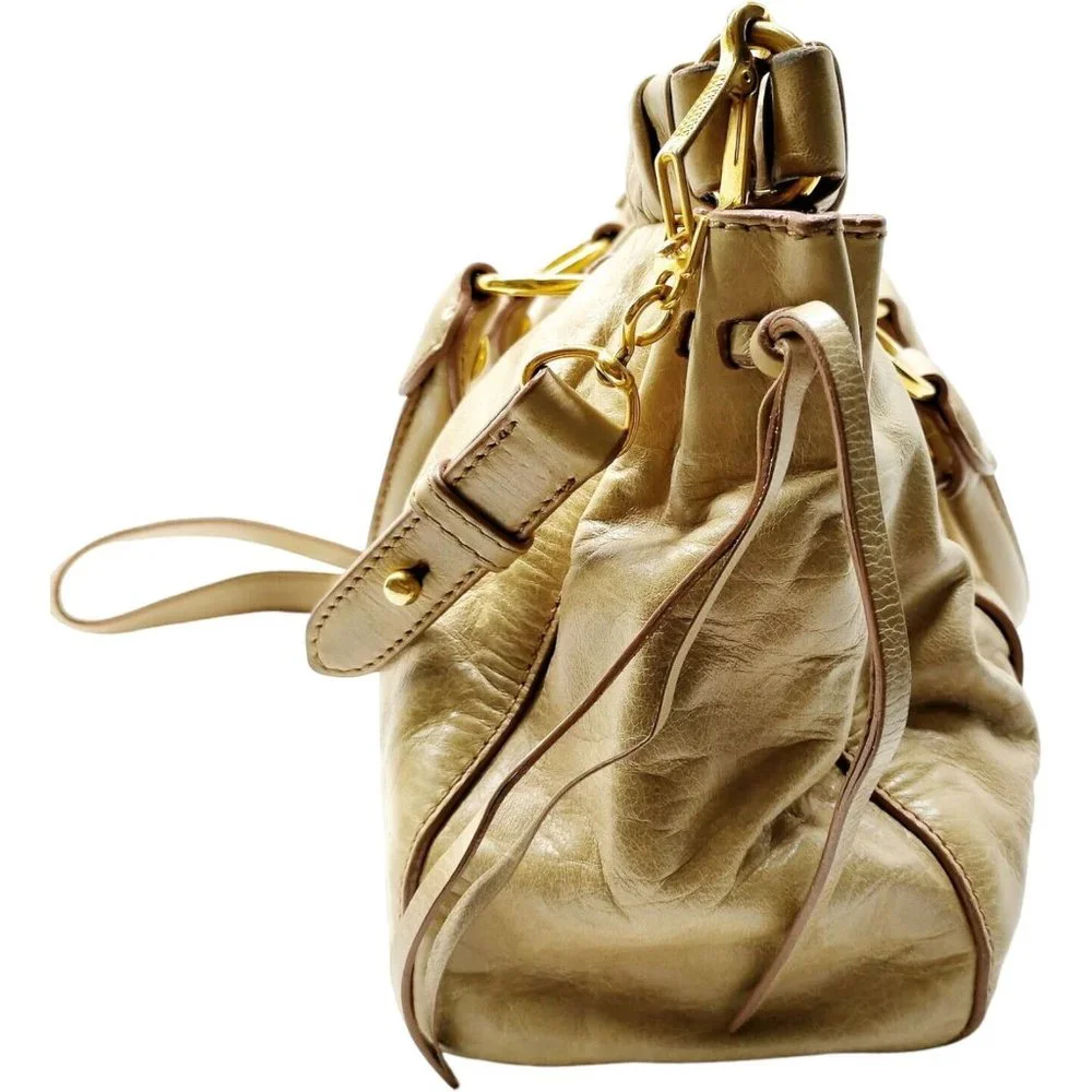 666114C V Miu Miu Crossbody Bag Beige Leather - Picture 2 of 9